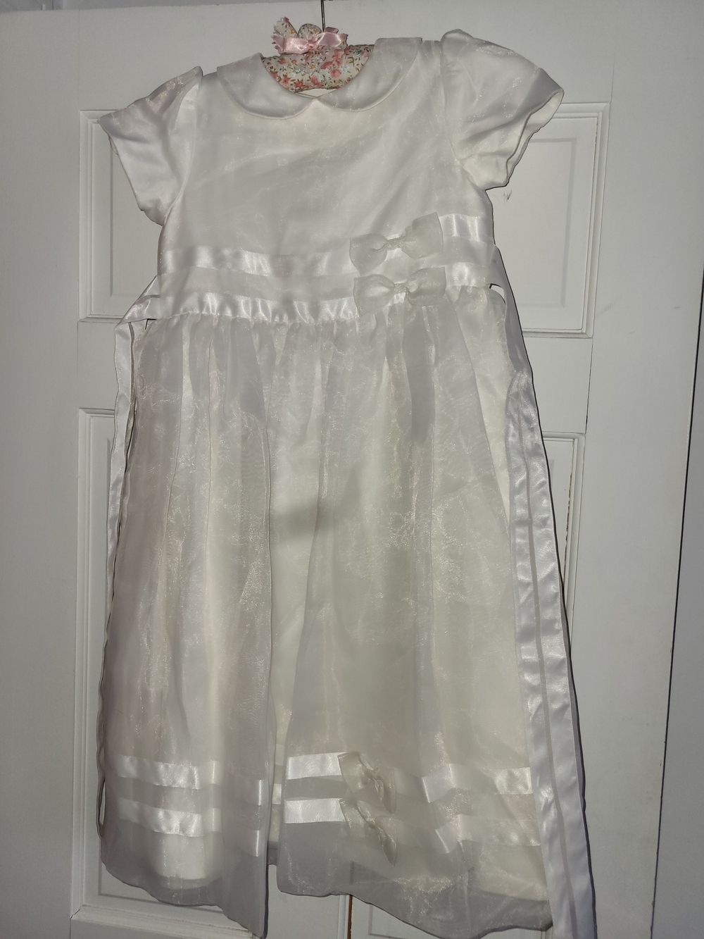 Talbots Kids White Satin & Organza Bow-Accent Formal Dress for Girls